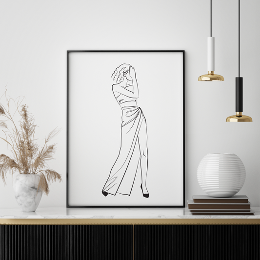 Fashion Pose modern design, this abstract line-artpiece brings a sense of movement to any space. #lineart #digitalart #modernart #wallart #walldecor #minimalart
