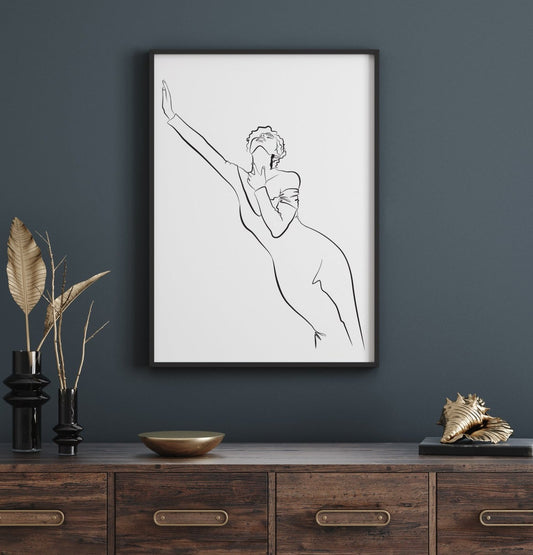 Pose for the camera, this abstract line art piece brings a sense of movement to any space. #wallart #walldecor #lineart #monderart #minimalart 